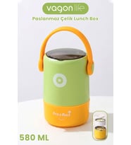 580 ML Sızdırmaz 2 Kaseli 304 Paslanmaz Çelik Lunch Box Yeni Nesil Sefer Tası Kaşıklı Askılı -1267580 (Yeşil)