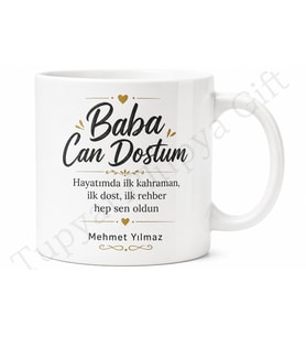 Baba Can Dostum Yazılı Kupa Bardak Babalar Günü Özel Tasarım Hediye