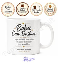 Baba Can Dostum Yazılı Kupa Bardak Babalar Günü Özel Tasarım Hediye