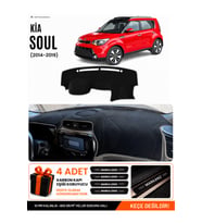 e-biz KİA SOUL (2014-2019) Uyumlu Torpido Koruma, Torpido Örtüsü, Torpido Kılıfı - Siyah-Gri - KI021