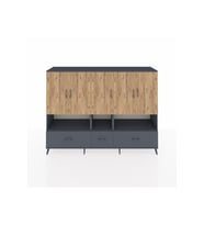 Hyperion Dolap 12 Raflı 3 Çekmeceli 5 Kapaklı 220x44x163 Antrasit-Çam/Antrasit