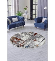 Dijidekor Halı Multi Cool KY7005 Yıkanabilir Yuvarlak Kesme İnce Yolluk Kilim Salon Halısı Modeli (Mavi)