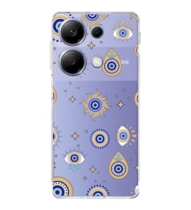 PrintiFy Xiaomi Redmi Note 13 Pro 4G ile Uyumlu Nazar Boncuğu 5  Kamera Korumalı Şeffaf  Kılıf