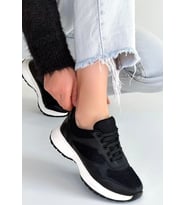Slar Siyah Cilt Simli Bağcıklı Spor Ayakkabı
