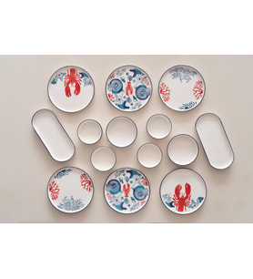 Kevin Seramik Hand Made  14 Parça 6 Kişilik  Mercan Kahvaltı Takımı