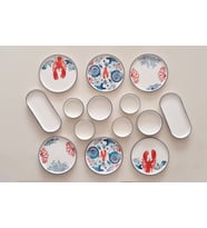 Kevin Seramik Hand Made  14 Parça 6 Kişilik  Mercan Kahvaltı Takımı