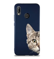 Huawei P20 Lite Soft Premier Kapak Catface Tasarımlı Silikon Kılıf - Lacivert (Şeffaf)