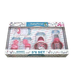 Babytime Pembe 5 li Hediyelik Yenidoğan Biberon Seti