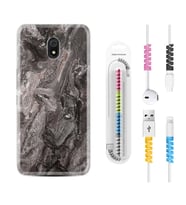 Xiaomi Redmi 8A 8 Pro 9C 9T 10C 11T Pro Kılıf Kablo Koruma Spiral Silikon Gri Mermer 1376