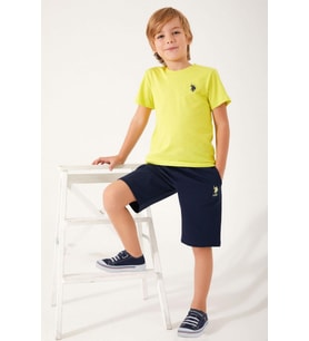 U.S. Polo Assn. 1354 Erkek Çocuk Live Naturals Limon Bermuda Takımı