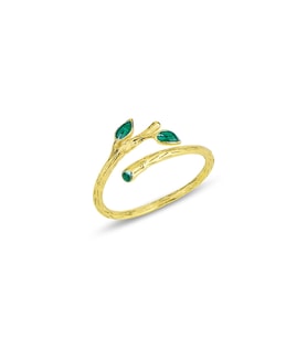 Gümüş altın yaldızlı mineli sarmaşık modeli ayarlamalı yüzük SGTL11908GOLD (Rose)