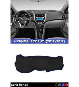 Hyundaı Accent Blu (2012-2017) 3d Torpido Koruma Kılıfı - Ön Göğüs Panel Kaplama - Mavi Şerit