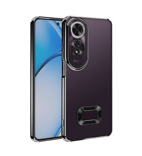 Oppo A60 Kılıf Köşeleri Renkli Şeffaf Kamera Korumalı Silikon Luxury Kapak (Siyah)