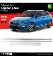 Skoda Scala Krom Kapı Yan Çıtası 4 Prç 2019-2023