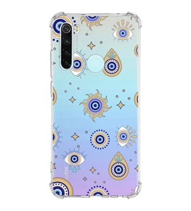 PrintiFy Xiaomi Redmi Note 8 Uyumlu Nazar Boncuğu 5 Baskılı Şeffaf Köşe Korumalı Antişok Kılıf