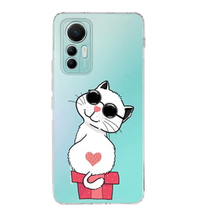 Xiaomi Mi 12 Lite Uyumlu Kapak Coolcat Tasarımlı Şeffaf  Silikon Kılıf