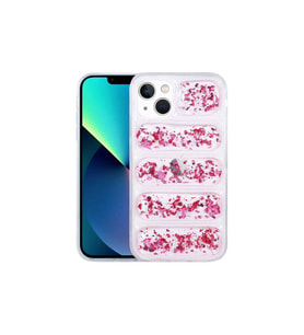 Apple iPhone 13 Uyumlu Kılıf Kamera Korumalı Simli Airbag'li Zore Dalga Kapak (K.Pembe)
