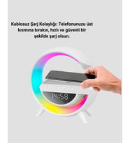 Renkli Işıklı 15W Kablosuz Şarjlı Masa Lambası