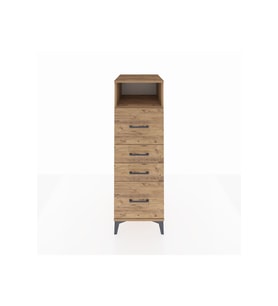 Kronos Dolap Tek Raflı 4 Çekmeceli 44x59x134 Çam-Çam