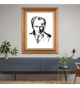 Altın Varaklı Paspartulu Çerçeveli Tablo rv506