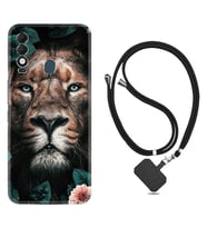 Tecno Spark 8T Kılıf Resimli Boyun Askılı İpli Desenli Silikon Leon Flowers 1333
