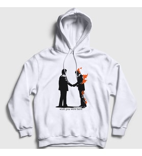 Presmono Unisex Beyaz Wish You Were Here Pink Floyd Kapüşonlu Sweatshirt 354613tt
