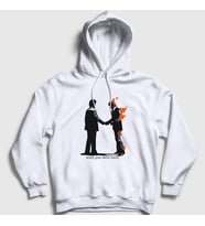Presmono Unisex Beyaz Wish You Were Here Pink Floyd Kapüşonlu Sweatshirt 354613tt