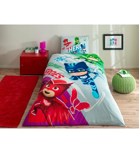 PJ Masks Super Team Standart Pamuk Nevresim Takımı, Çok Renkli, Tek Kişilik