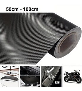 Karbon Fiber Folyo Hava Kanallı Araç Döşeme Direksiyon Kaplama Folyosu Siyah 50 Cm X 1 Metre