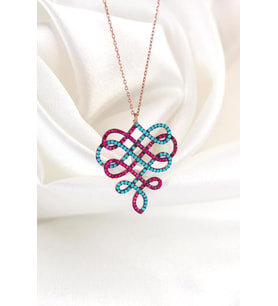 Zirkon Taşlı Fantazi Gümüş Kolye İnlove Gümüş Kolye (Rose)