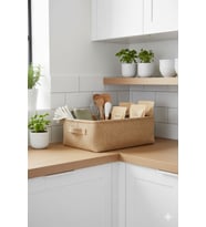 Jüt Kumaş Banyo Düzenleyici Sepet Dekoratif Çok Amaçlı Organizer Kutu 37x27x10 (Standart)
