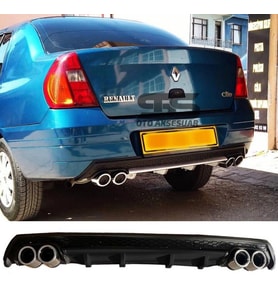 Ranault Clio 2 Sedan Difüzör Arka Tampon Eki 4 Egzoz Çıkışlı Siyah Lüx Tip