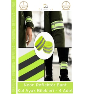 #ReflektörBant Neon Sarı Ultra Parlak Gece Güvenliği Esnek Cırtlı Reflektör Bant Kol Ayak Bilek - 4