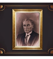 Özel Seri Paspartulu Çerçeveli Atatürk Tablo l174 (Gold)