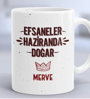 Kişiye Özel Efsaneler Haziranda Doğar Hediye Kupa Bardak Doğum Günü Hediyesi (Beyaz)