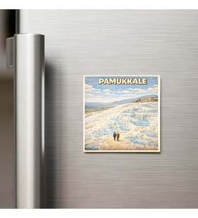 Pamukkale - Pop-Art Travel - 9x9 cm Buzdolap Magneti