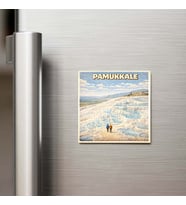 Pamukkale - Pop-Art Travel - 9x9 cm Buzdolap Magneti