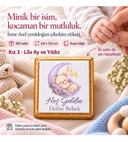 Kişiye Özel Yenidoğan Bebek Hatıra Etiketi 100 Adet 36 × 36 mm Kuşe Kâğıt