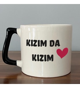 Kızım Da Kızım Baskılı Kadınlar Günü Siyah Kulplu D Kupa