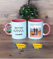 Kankaya Hediye Kupa Bardak Pembe Fotoğraflı Arkaşadaşa Hediye