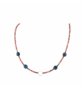 Akumarin, Ametist, Dumanlı Kuvars, Hematit Doğal Taş Kolye 60cm - 6mm