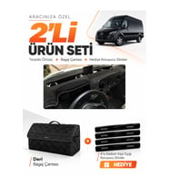 MERCEDES SPRİNTER W907-W910 (2018-2026) Uyumlu Torpido Örtüsü + Deri Bagaj Çantası Seti - Siyah