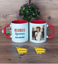 Rehber Öğretmen Kupa Bardak Kırmızı Fotoğraflı Öğretmenler Günü Hediyesi