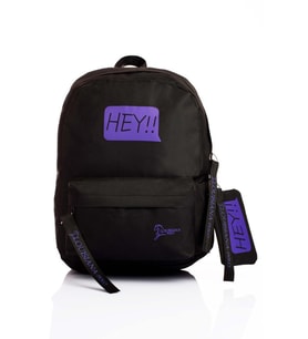 Laptop Bölmeli Okul Çantası Hey!!! Siyah Mor 1525