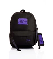 Laptop Bölmeli Okul Çantası Hey!!! Siyah Mor 1525