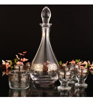 8 Parça Cam Zemzem Bardak Fincan Takımı Platin