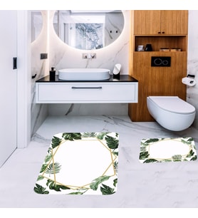 Banyo Halısı Ikili Klozet Takımı Kaymaz Tabanlı Banyo Paspas Takımı (Karışık)