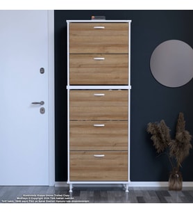 Modilayn VARBİ UMAY' 2 Li Antre Hol 72x205x26 cm’ lik 5 Düşer Kapak 10 Göz Raflı Ayakkabılık