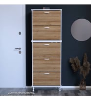 Modilayn VARBİ UMAY' 2 Li Antre Hol 72x205x26 cm’ lik 5 Düşer Kapak 10 Göz Raflı Ayakkabılık