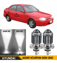 Hyundai Accent Milenyum 2000-2003 Mercekli Far Ampulü Led Xenon Beyaz Şimşek Etkili Lamba Uzun Kısa
